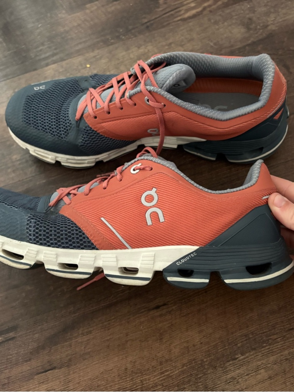 On Running Men’s Sneakers in Coral and Navy